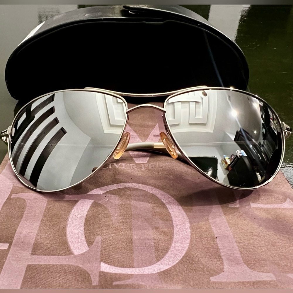 Oliver Peoples Silver Mirrored Aviator Sunglasses